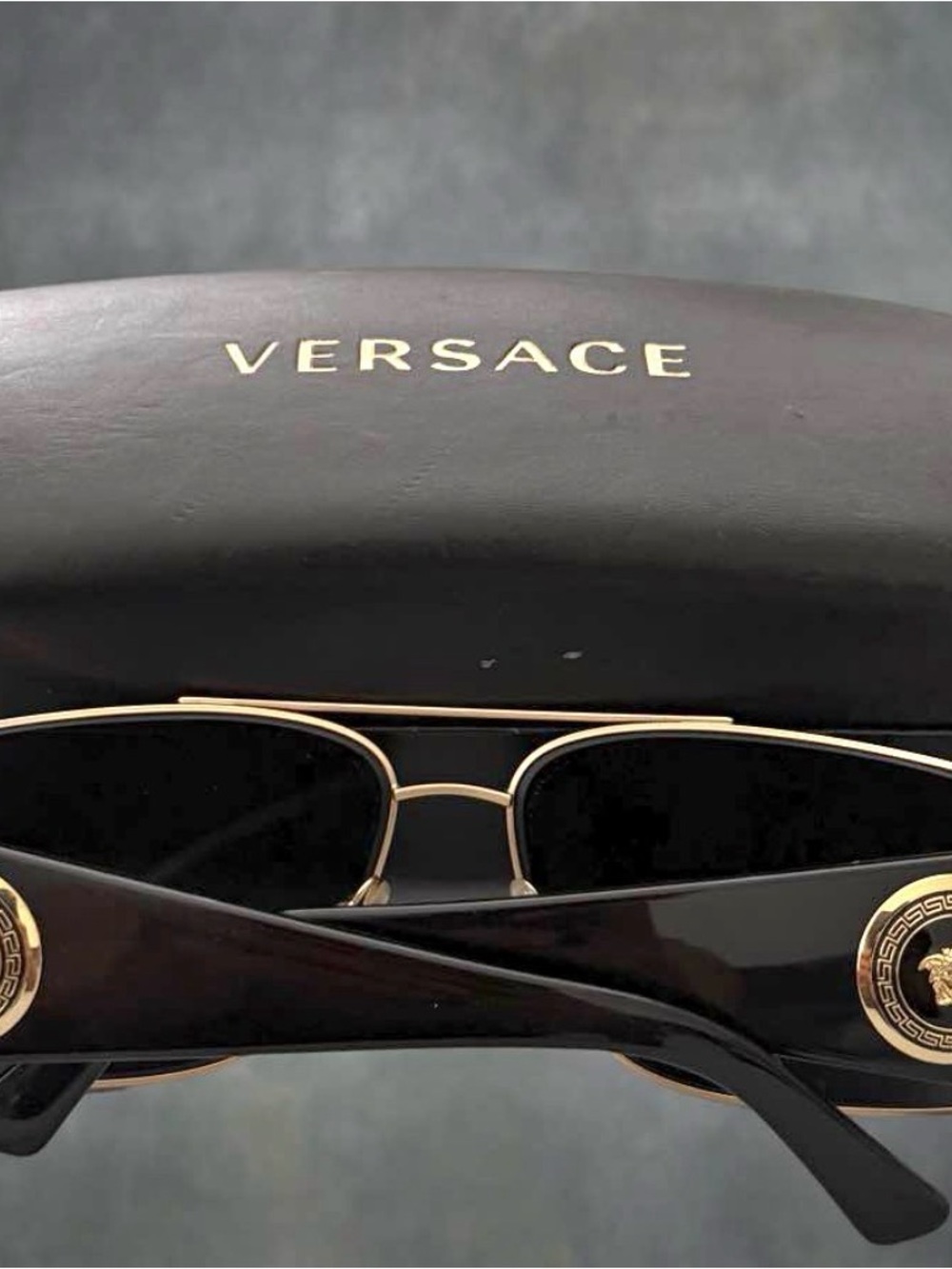 Versace Black Sunglasses with Gold Hardware